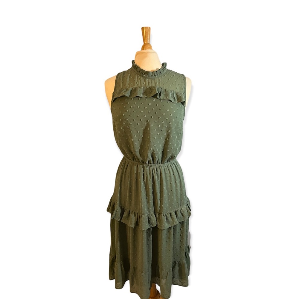 Monteau Sage tiered sleeveless dress
